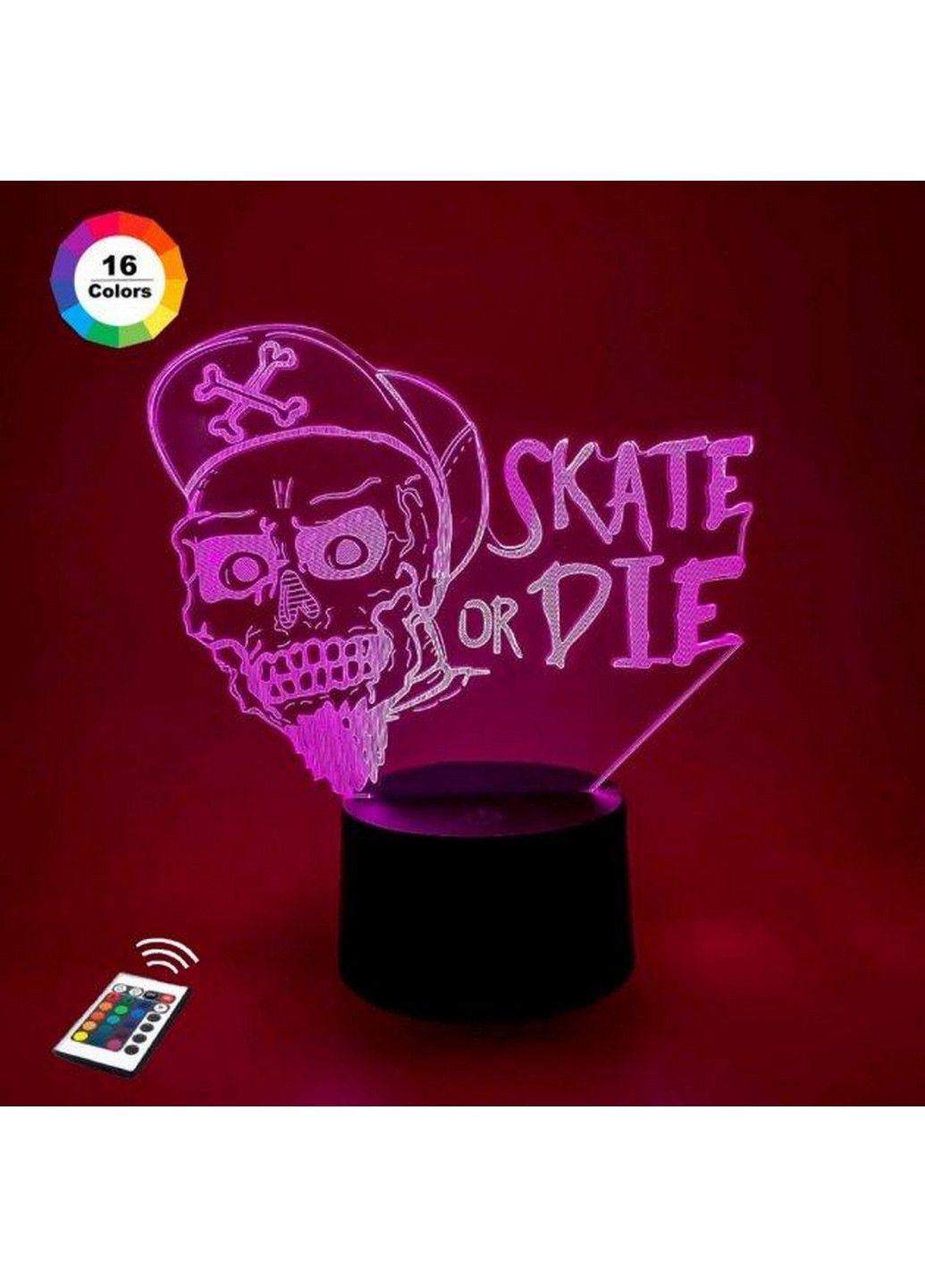 Нічник-світильник 3D "Skate or Die" 25х15 см 3DTOYSLAMP (266420335)