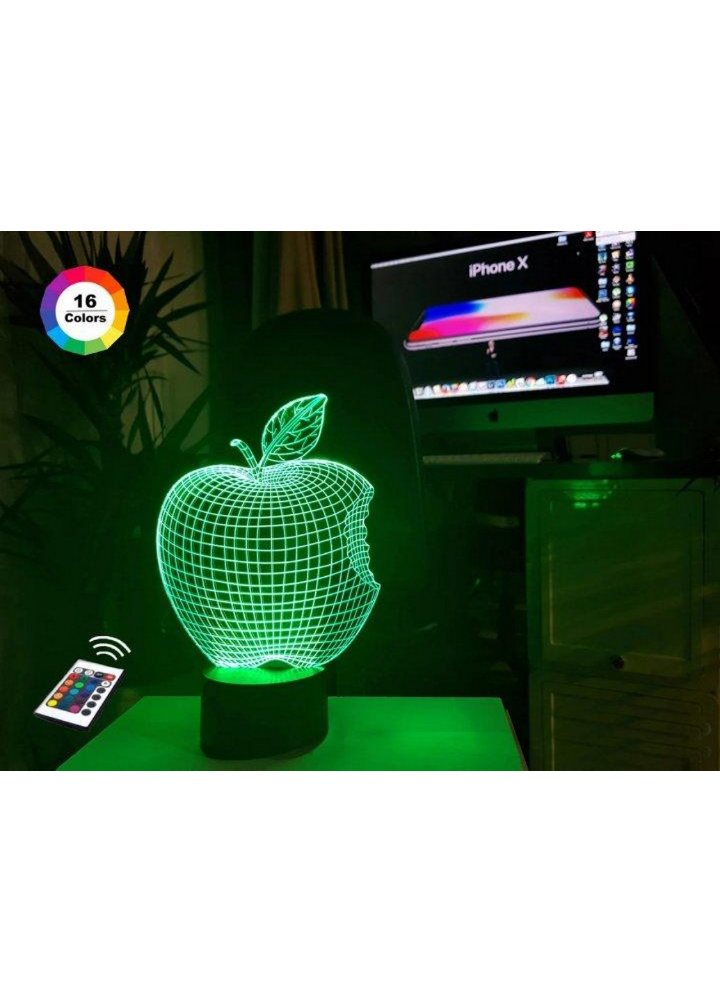 Нічник-світильник 3D "Apple" 25х14 см 3DTOYSLAMP (266419450)