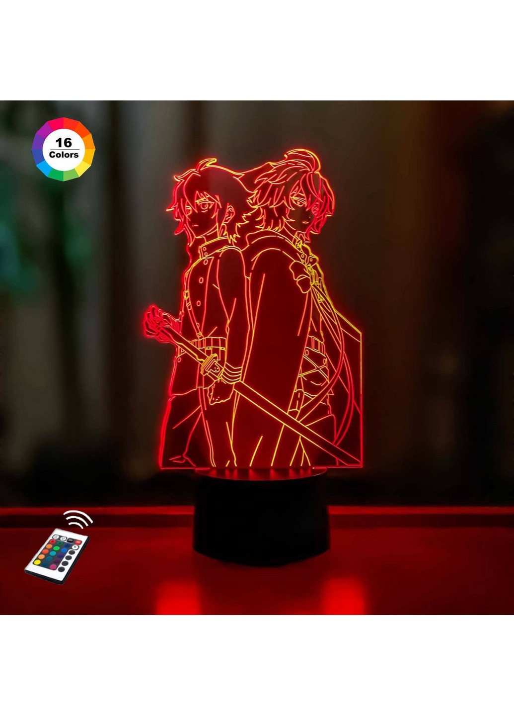 Нічник-світильник 3D "Юїчіро Хакуя й Мікаела Хакуя" 23х14 см 3DTOYSLAMP (266419687)