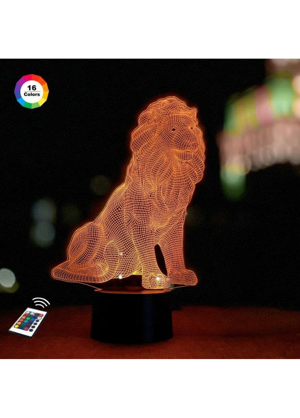 Нічник-світильник 3D "Лев 3" 27х16 см 3DTOYSLAMP (266419401)
