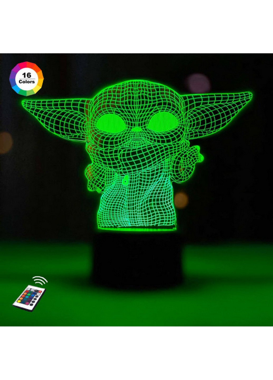 Нічник-світильник 3D "Малюк Йода 3" 19х21 см 3DTOYSLAMP (266419429)