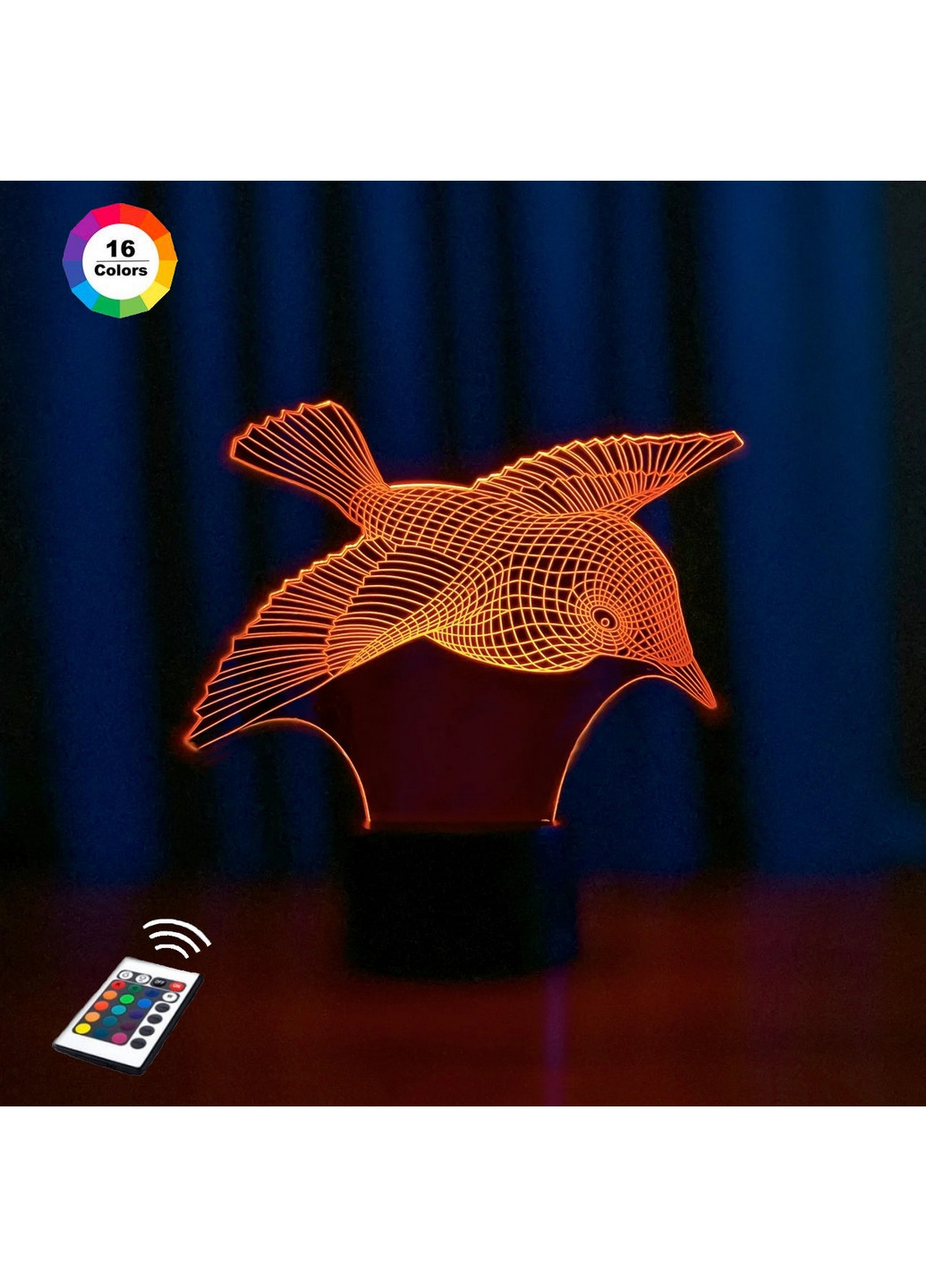 Ночник-светильник 3D "Колибри 2" 22х13 см 3DTOYSLAMP (266420140)