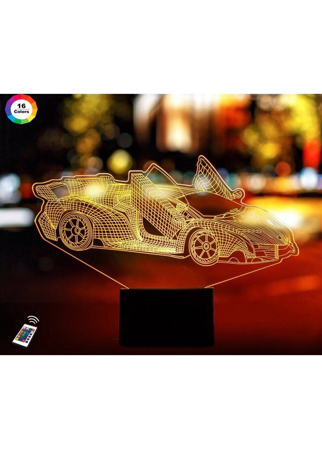 Нічник-світильник 3D "Автомобіль 39" 18х20 см 3DTOYSLAMP (266419377)