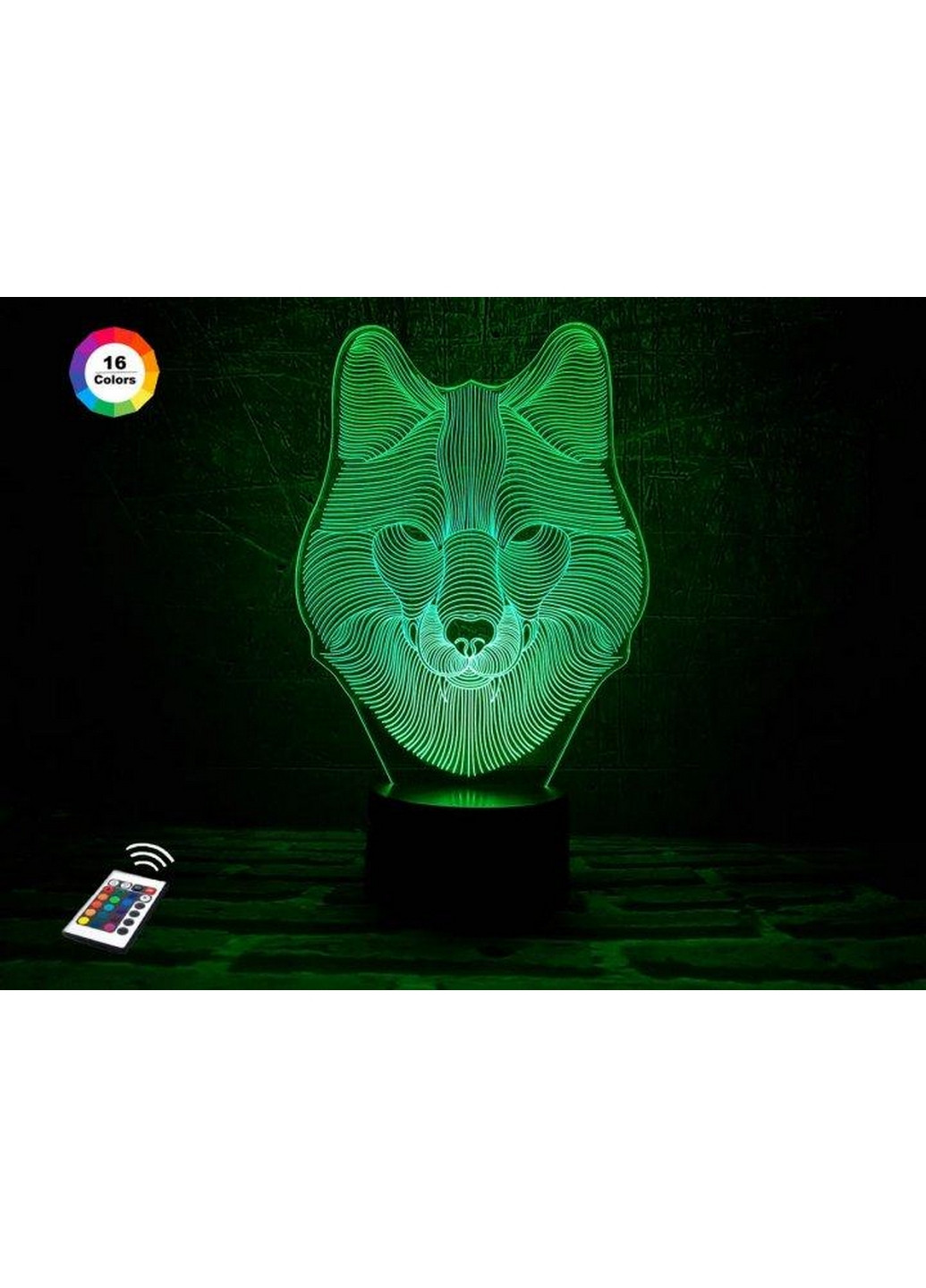 Нічник-світильник 3D "Вовк" 25х16 см 3DTOYSLAMP (266419724)