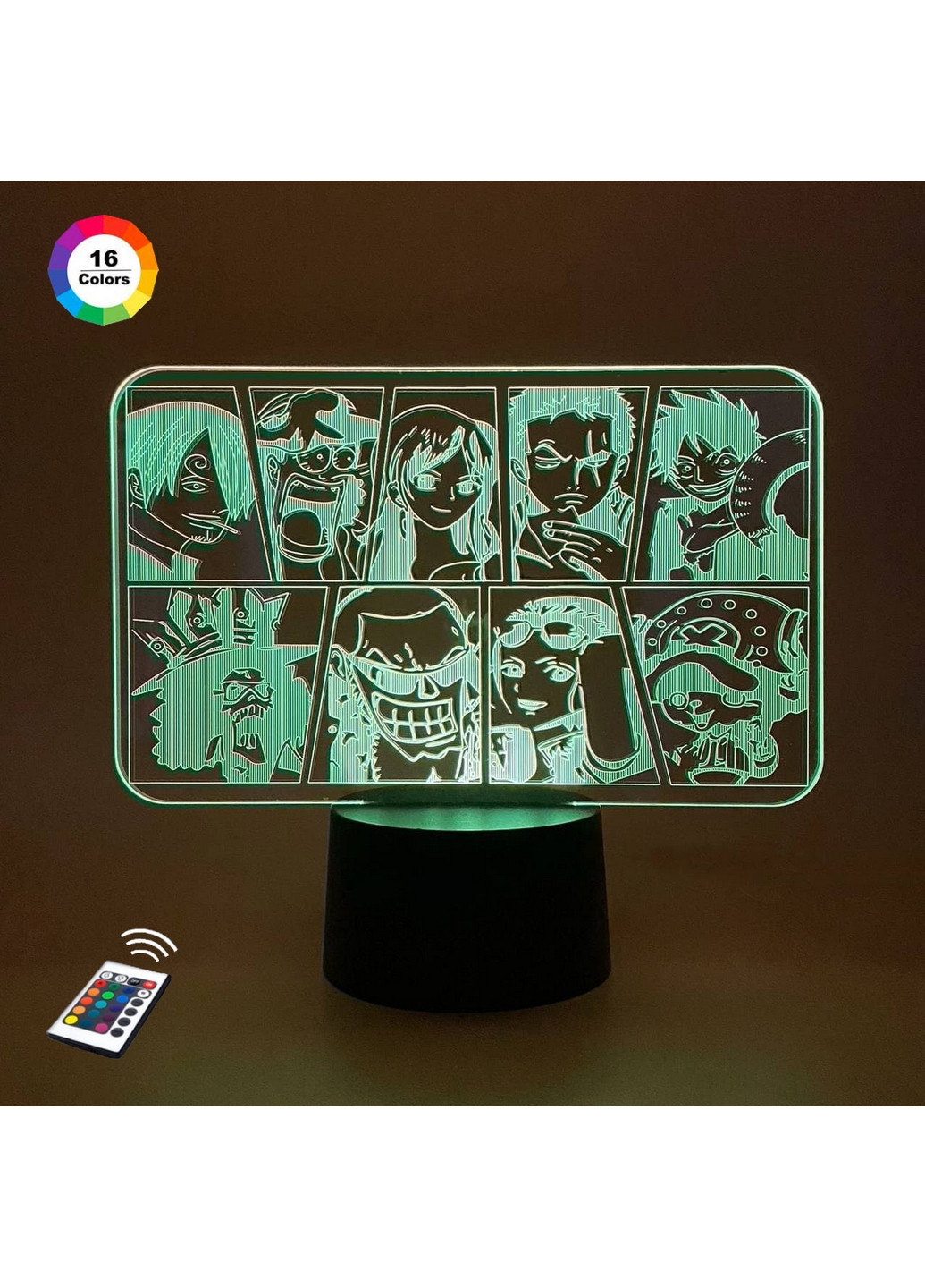 Ночник-светильник 3D Персонажи аниме «Ван пис» 19х21,5 см 3DTOYSLAMP (266419561)