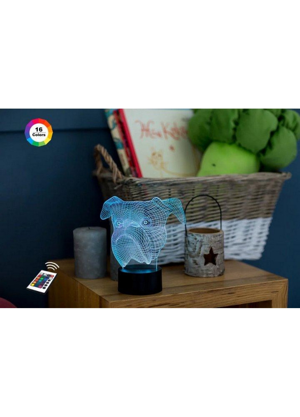 Нічник-світильник 3D "Бульдог" 19х17 см 3DTOYSLAMP (266419481)