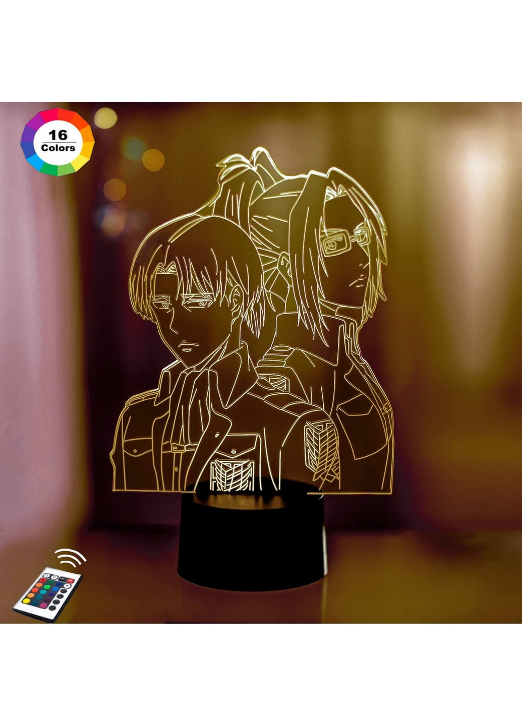 Ночник-светильник 3D "Леви Акерман и Ханджи Зое" 26х6 см 3DTOYSLAMP (266419458)