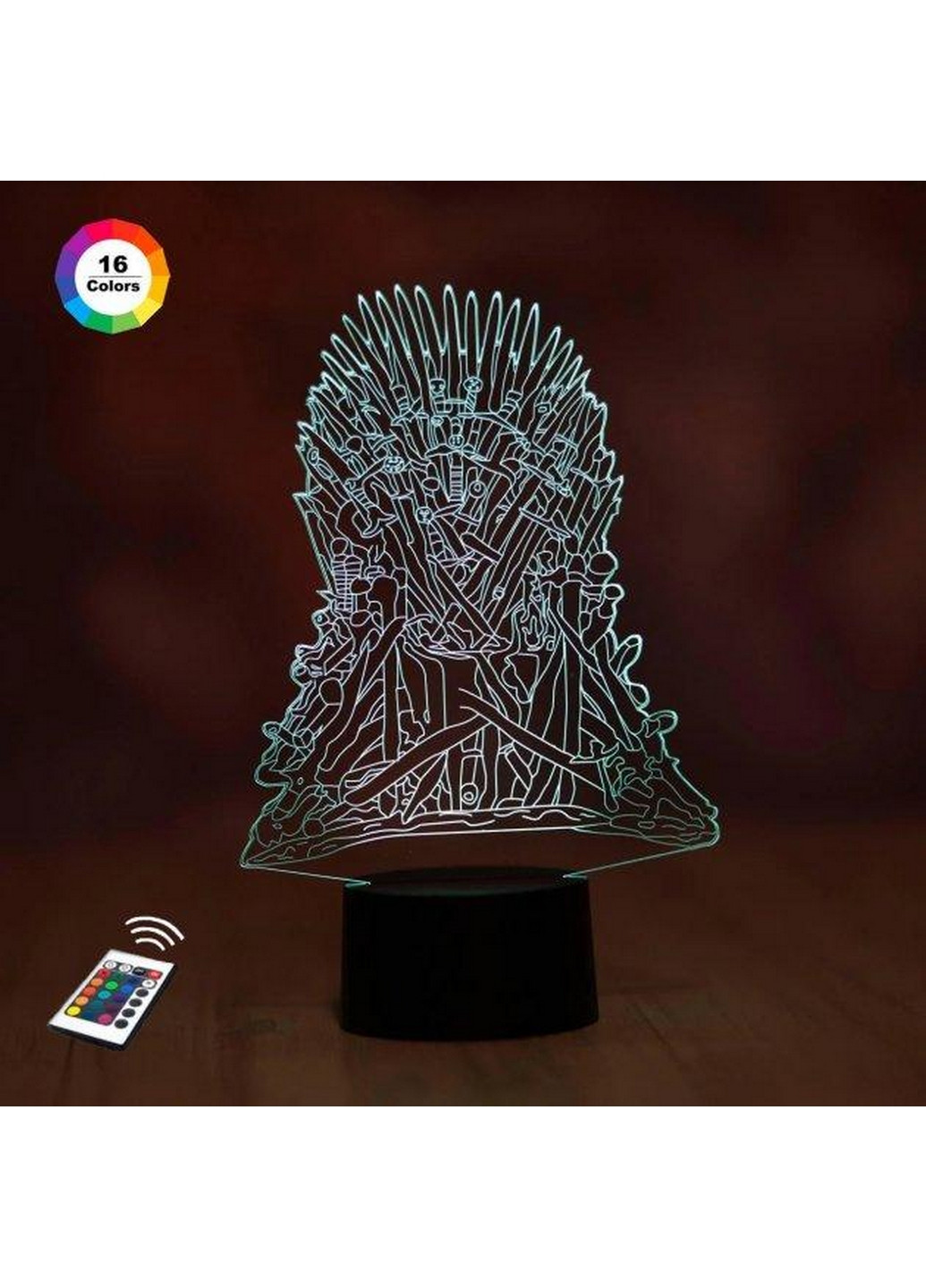 Нічник-світильник 3D "Залізний Трон Гра Престолів" 22х16 см 3DTOYSLAMP (266419438)