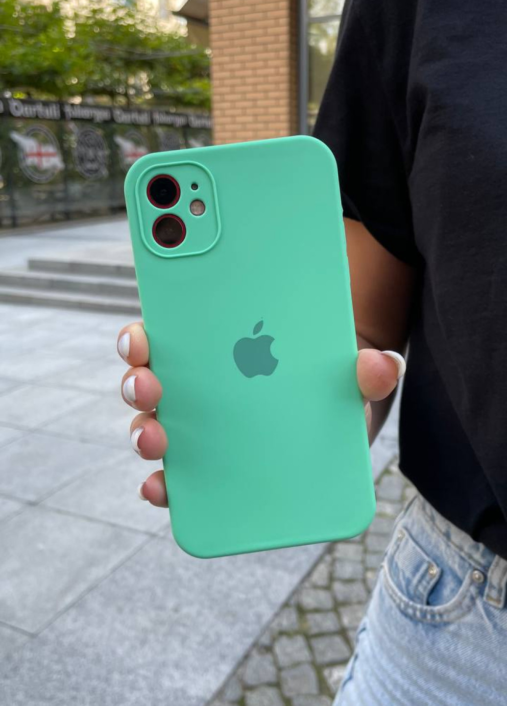 Чехол iPhone 11 Silicone Case с квадратными бортиками Full Camera Spearmint No Brand (266623487)