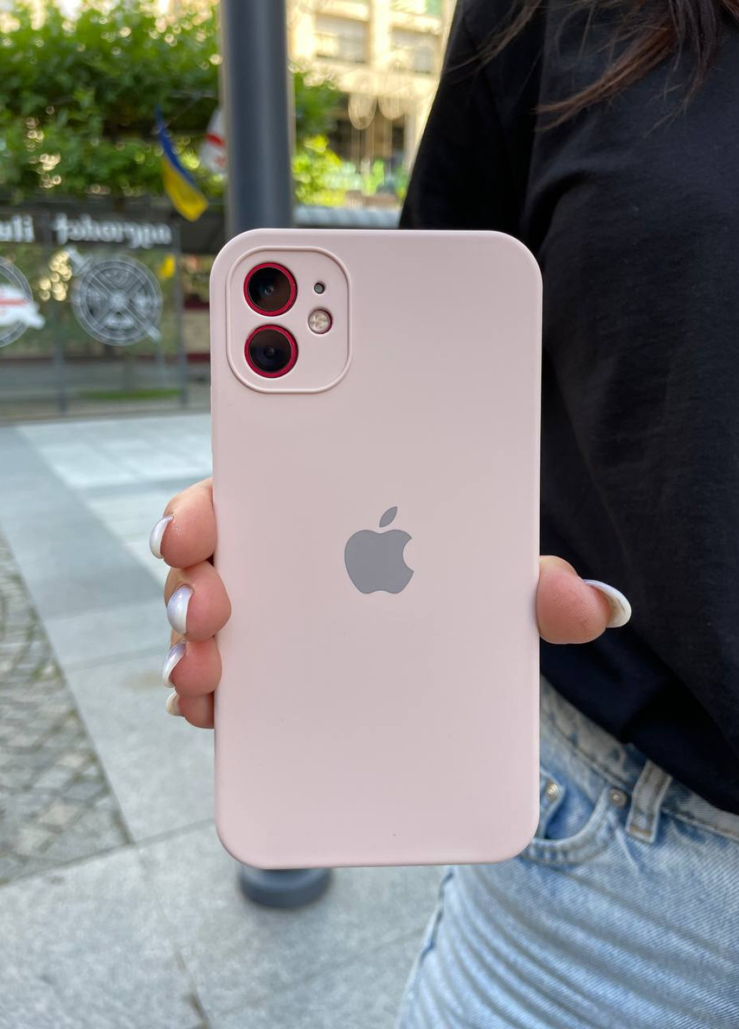 Чохол iPhone 11 Silicone Case з квадратними бортами Full Camera Pink Sand No Brand (266623534)