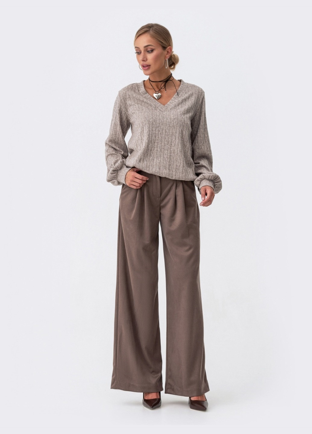 бежеві штани-палаццо в класичному стилі Dressa (266622304)