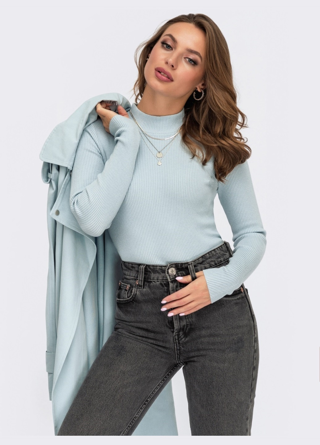 гольф блакитного кольору з в'язаного трикотажу Dressa (266622366)