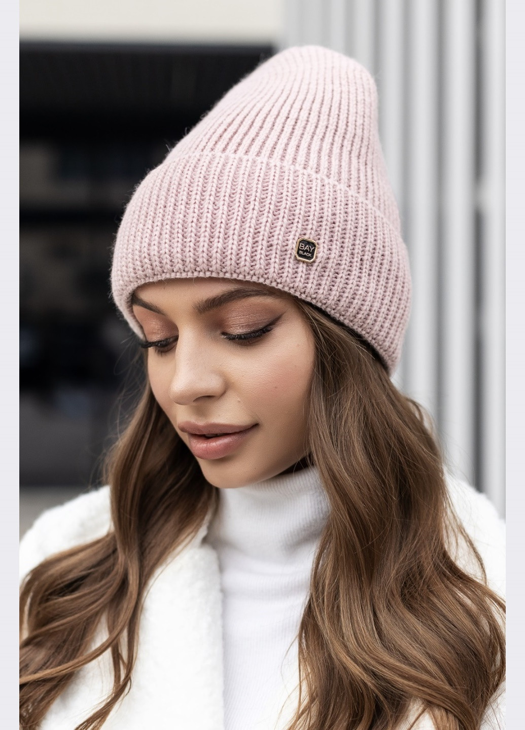 шапка-біні пудрового кольору без утеплювача Dressa (266622465)