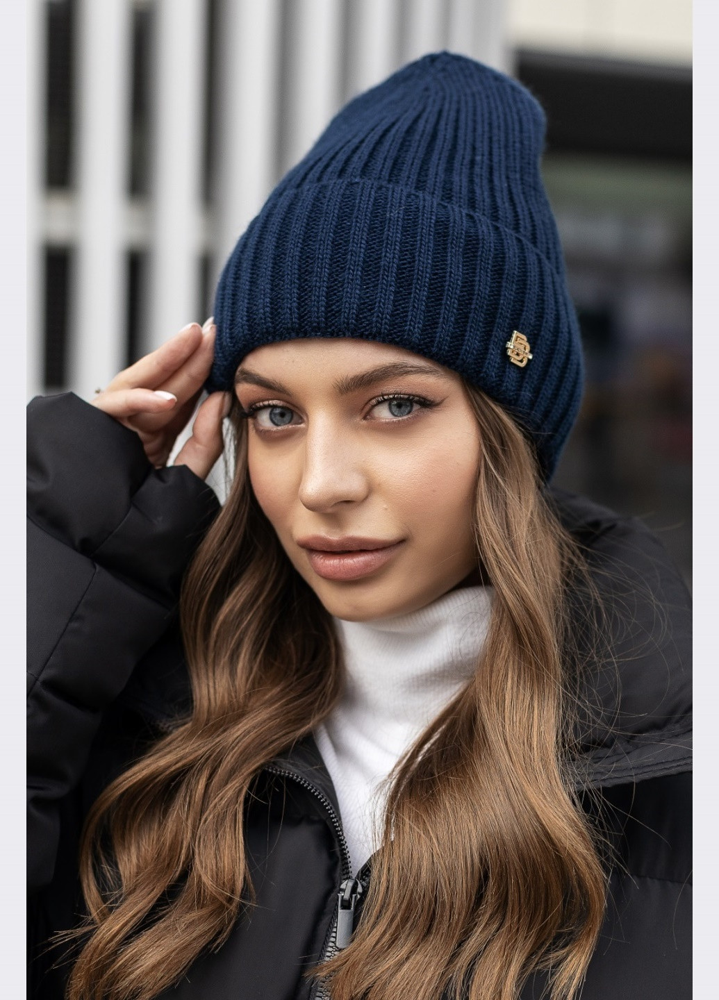 шапка-панчоха темно-синього кольору без утеплювача Dressa (266622718)