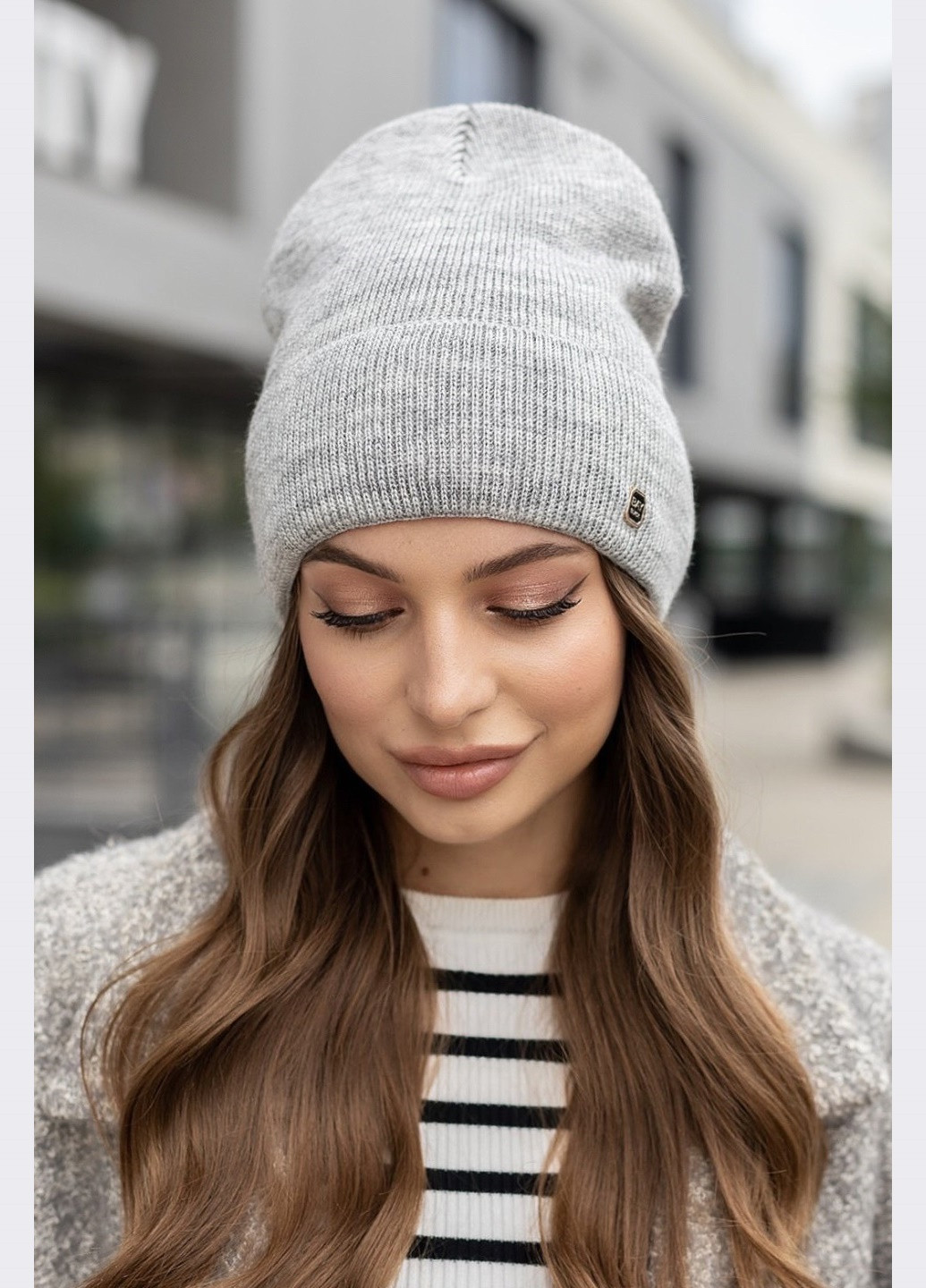 демісезонна шапка-біні сірого кольору Dressa (266622686)