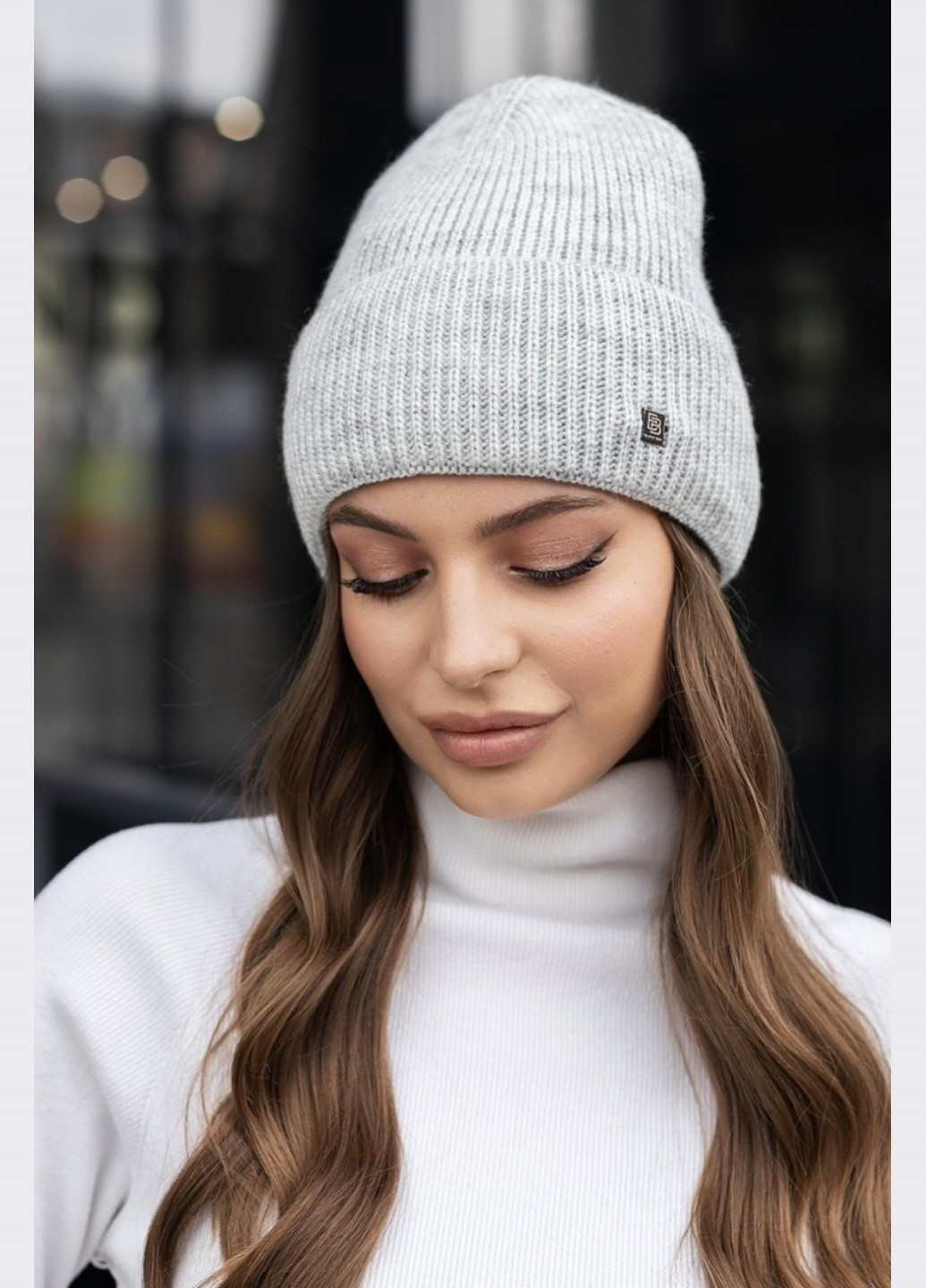 серая шапка-бини с подворотом Dressa (266622442)