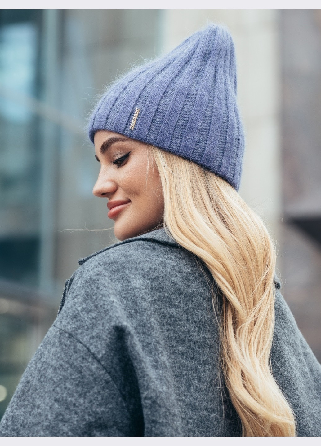 синяя шапка из смесовой шерсти кролика Dressa (266622296)