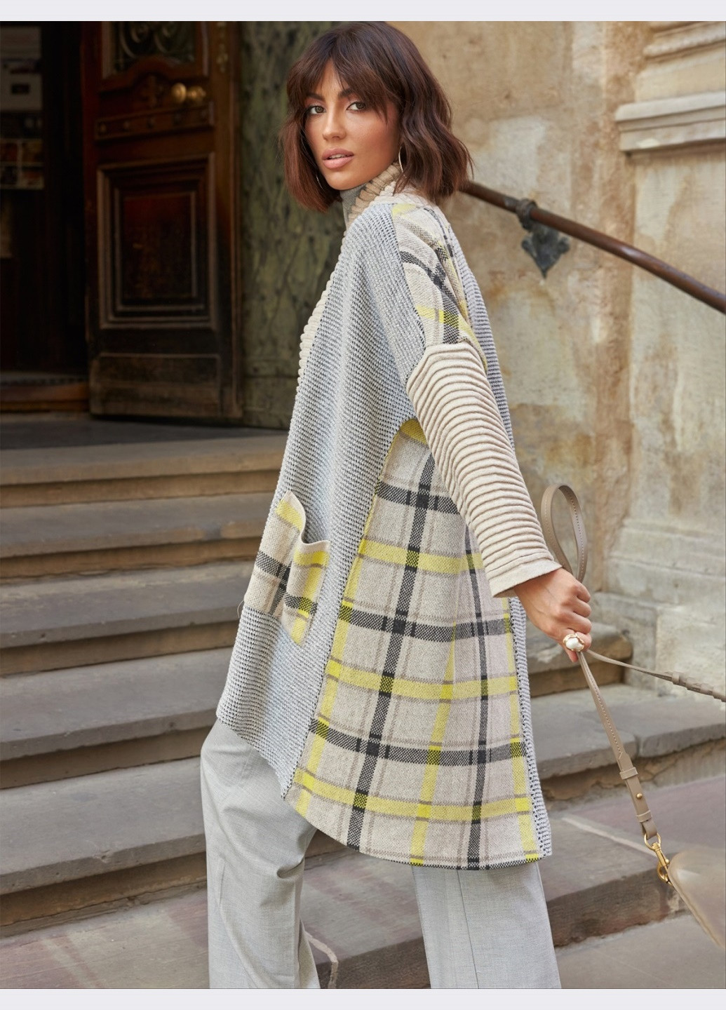 в'язаний оверсайз кардиган блакитного кольору Dressa (266622430)