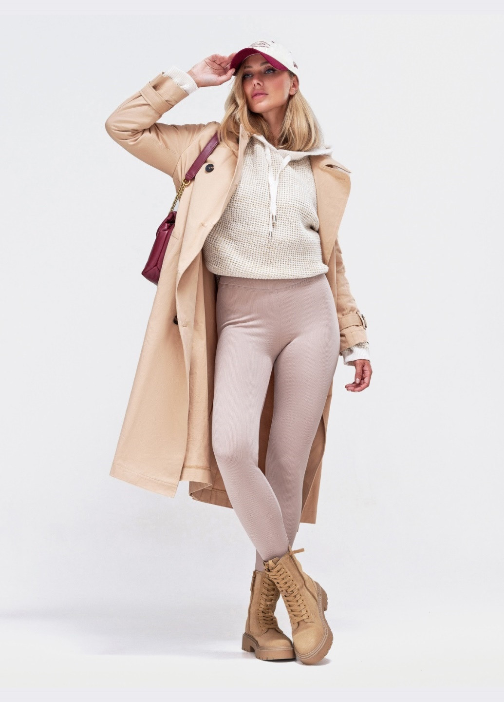 лосини бежевого кольору на флісі Dressa (266622464)