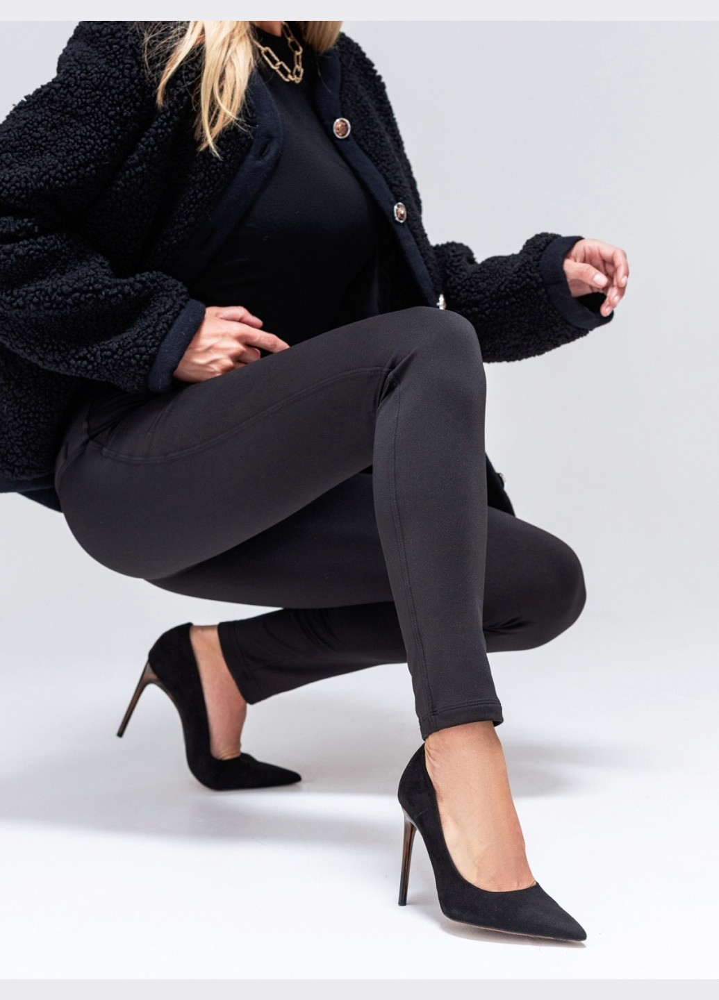 лосини з начосом із завищеною талією чорні Dressa (266622416)