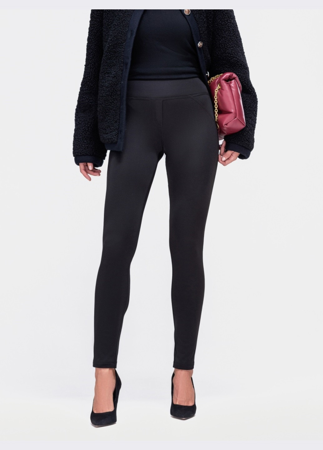 лосини з начосом із завищеною талією чорні Dressa (266622416)