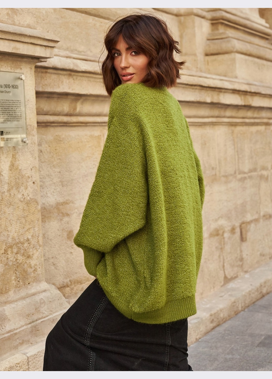 Зеленый зимний зелёный свитер прямого кроя Dressa