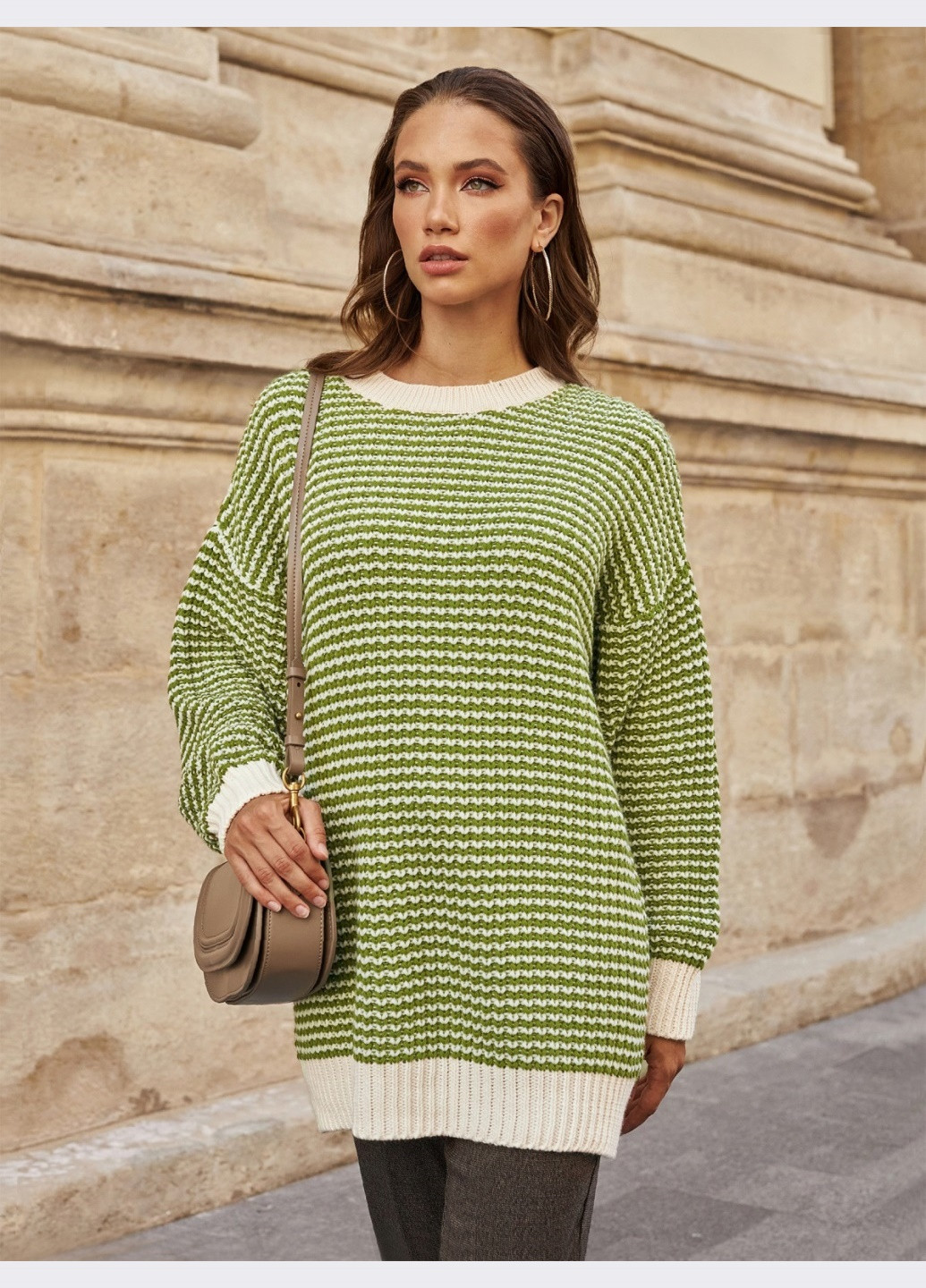 Зеленый зимний зелёный свитер мелкой вязки Dressa