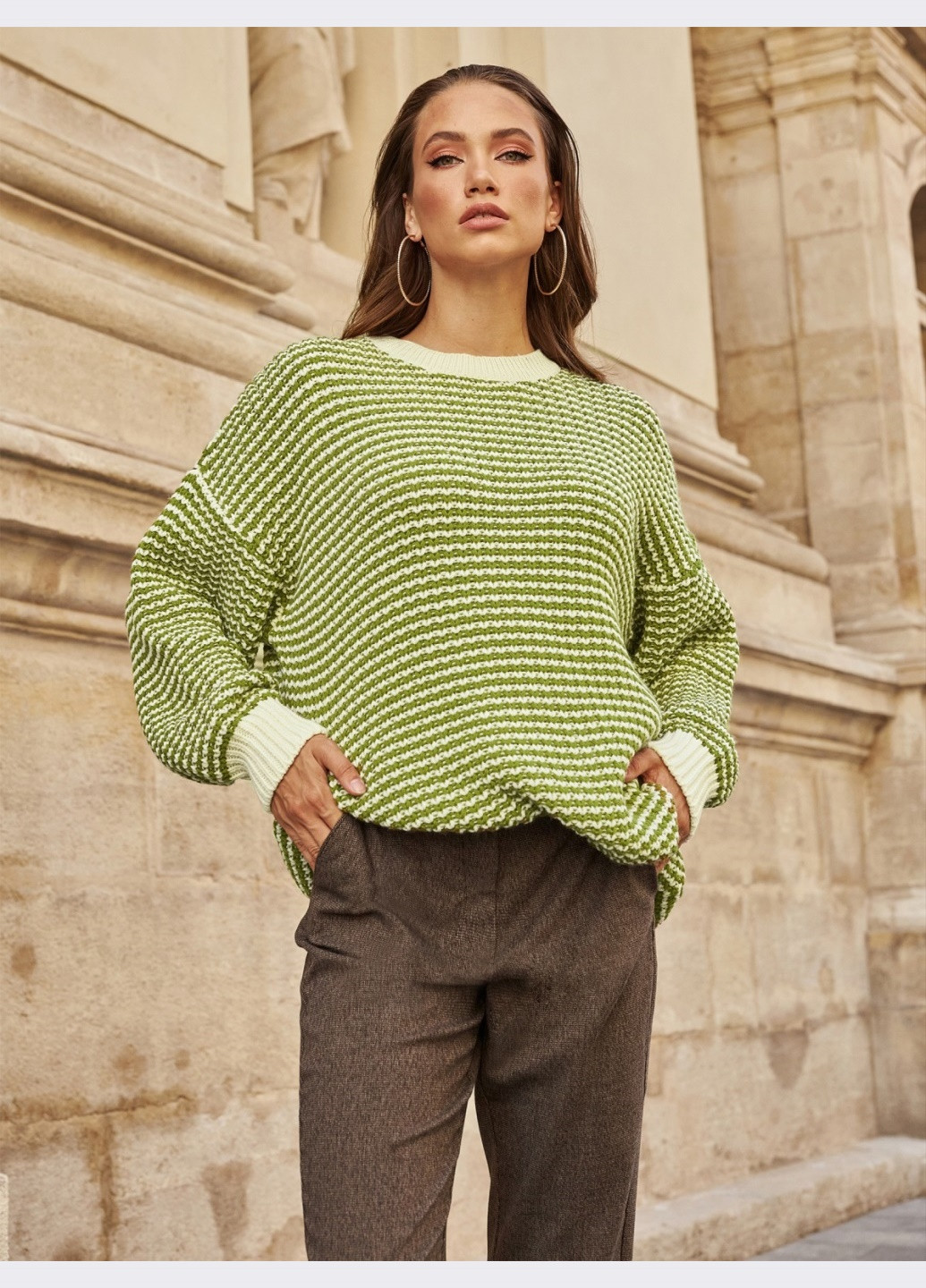 Зеленый зимний зелёный свитер мелкой вязки Dressa