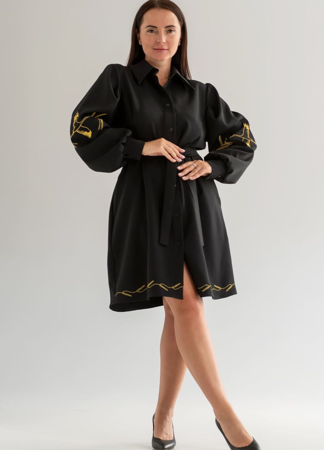 Черное кэжуал черное платье с аистом Maritel'