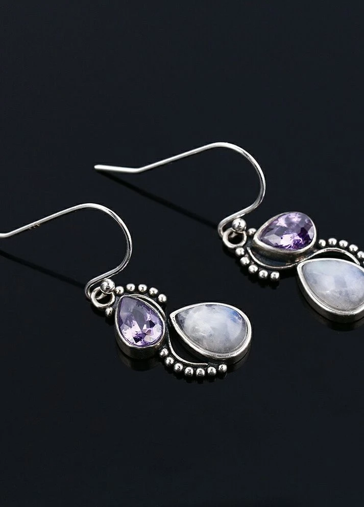 Серьги Груша с искусственным лунным камнем No Brand (266700934)