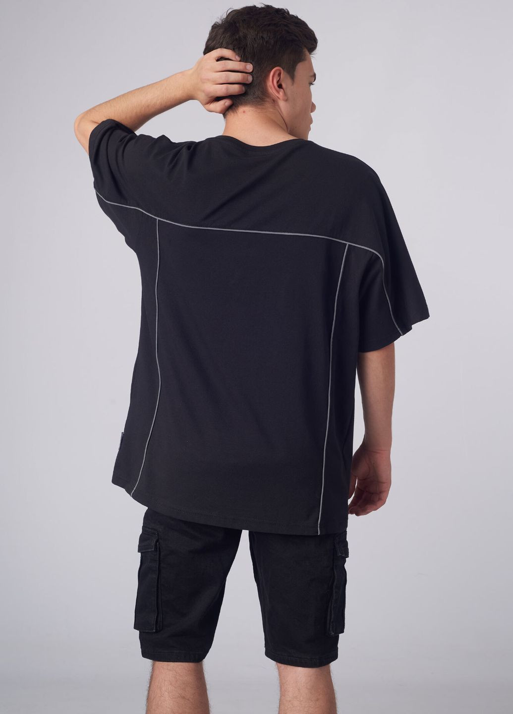 Черная футболка оверсайзова ronin рефлективная черная Custom Wear