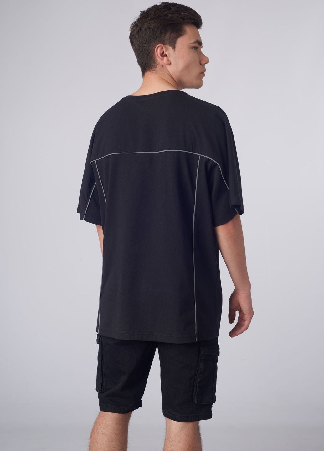 Чорна футболка оверсайзова ronin рефлективна чорна Custom Wear