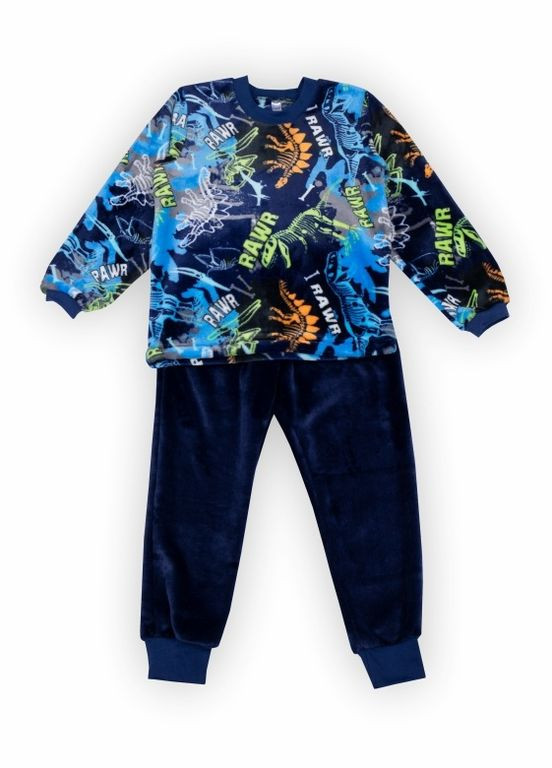 Синяя зимняя детская теплая пижама pgm-23-3 Габби