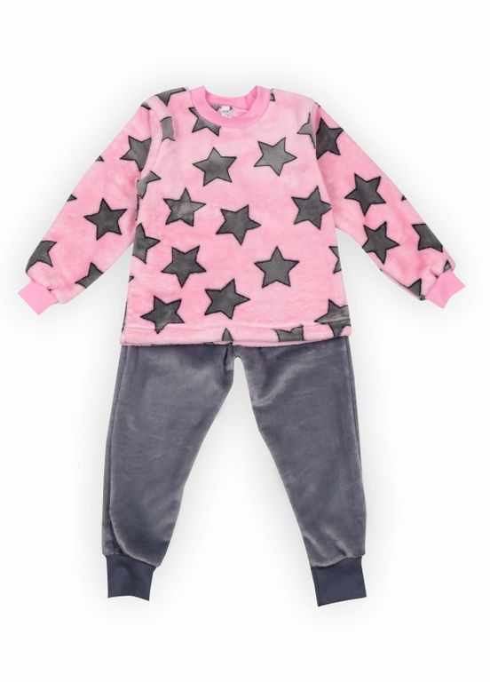 Розовая зимняя детская теплая пижама для девочки Габби