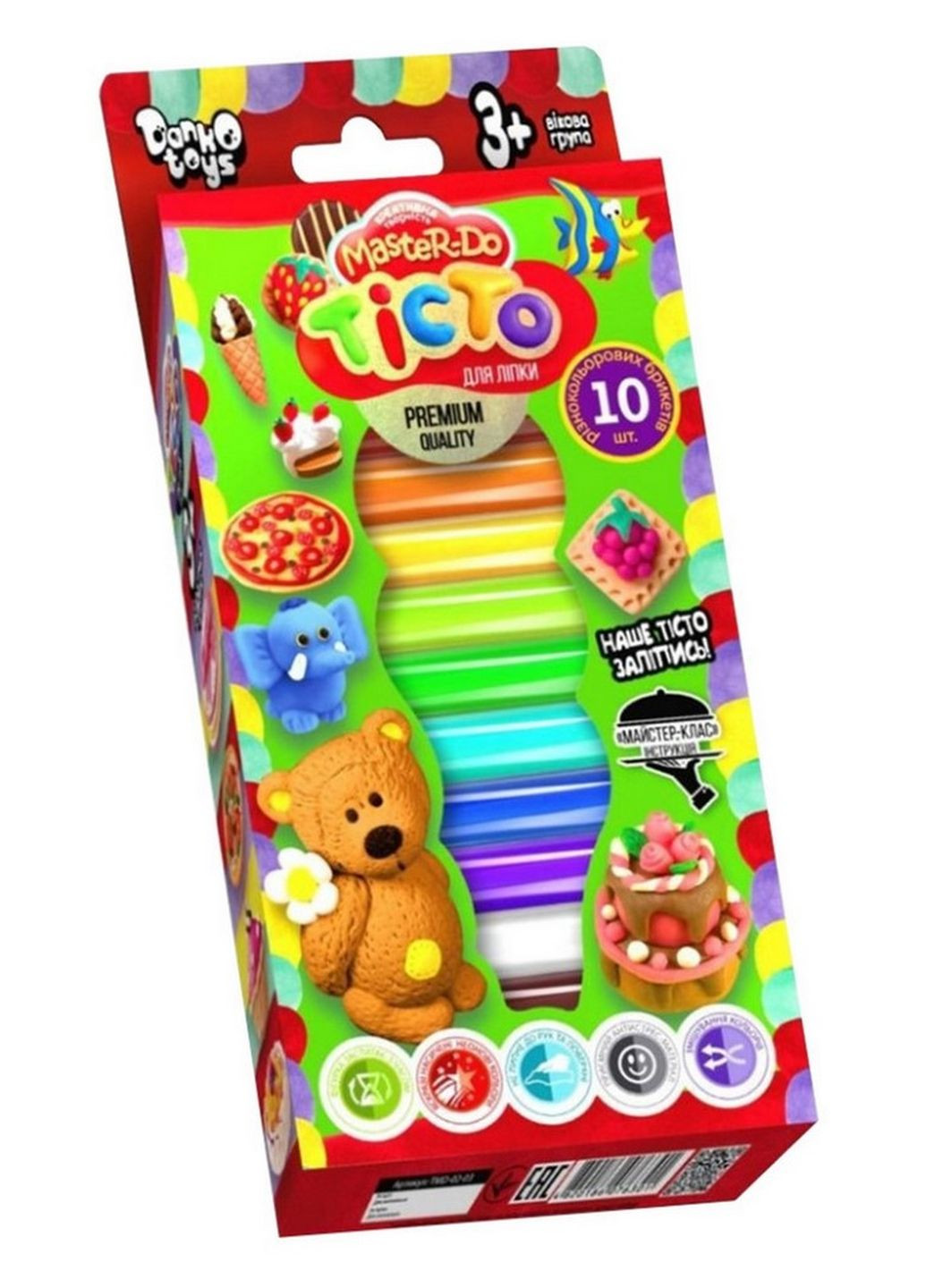 Комплект креативного творчества Тесто для лепки "Master Do" TMD-02-02 10 цветов УКР Danko Toys (266700044)