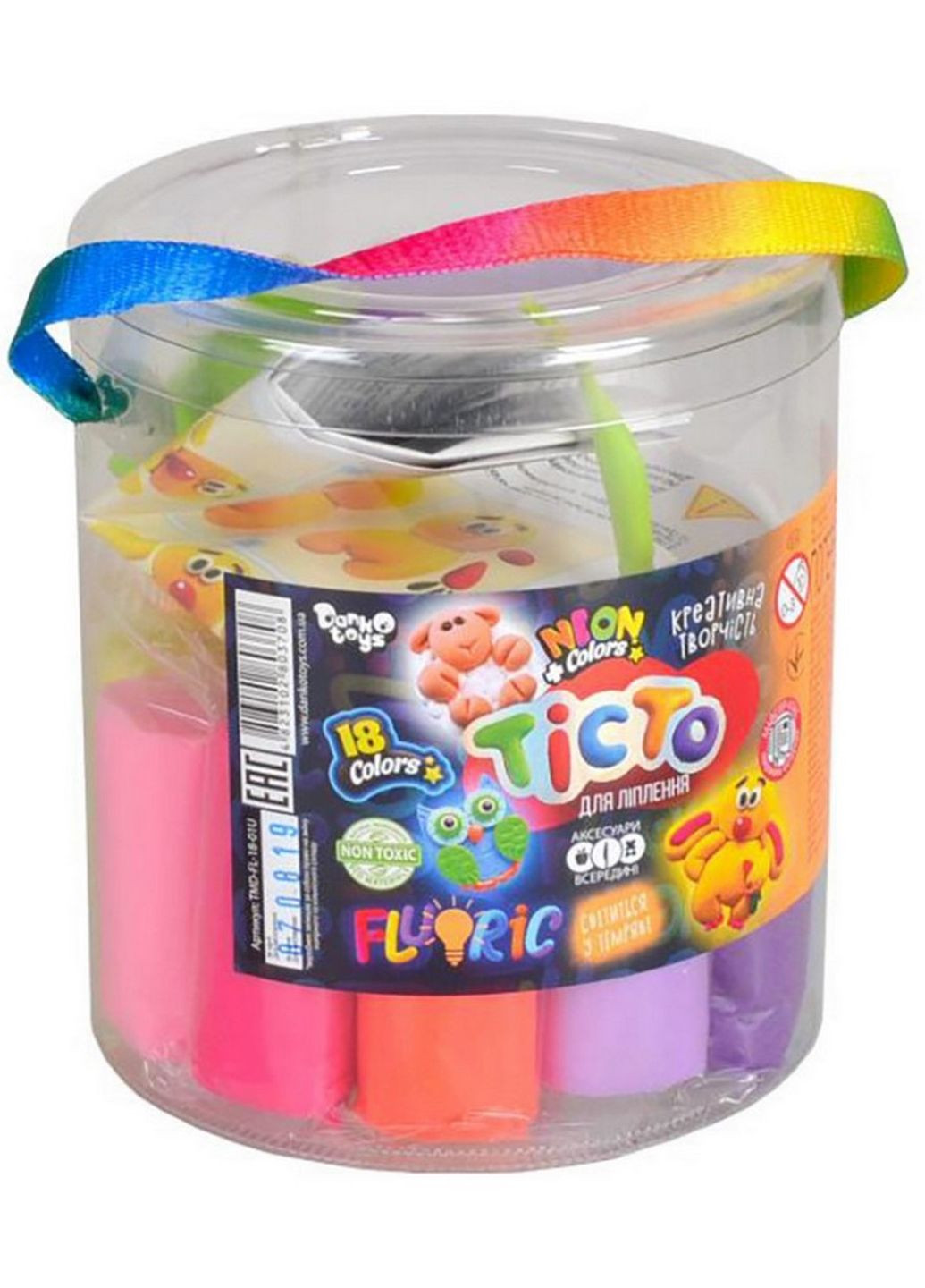 Креативное творчество "Тесто для лепки "FLUORIC" TMD-FL-18-01U 18 цветов Danko Toys (266700054)