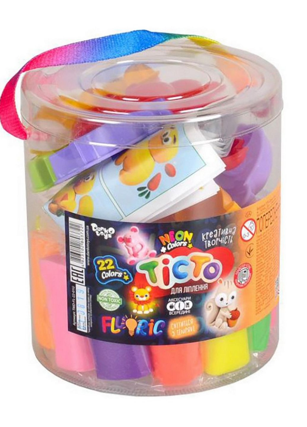 Креативна творчість "Тісто для ліплення "FLUORIC" TMD-FL-22-01U 22 кольори Danko Toys (266700042)
