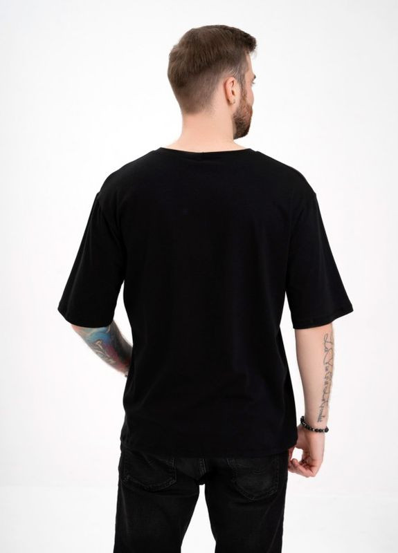Черная летняя черная свободная футболка с принтом ISSA PLUS