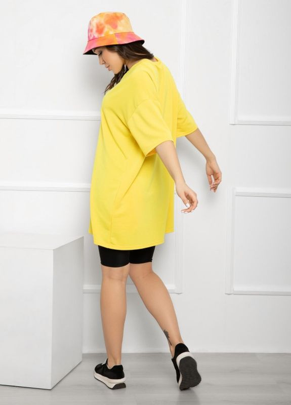 Жовта літня жовта вільна трикотажна футболка ISSA PLUS