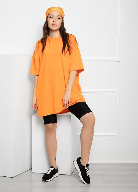 Оранжевая летняя оранжевая свободная трикотажная футболка ISSA PLUS