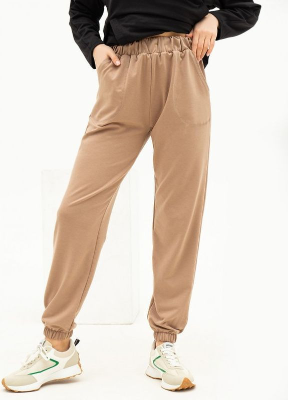 Бежевые трикотажные спортивные штаны модели джоггер ISSA PLUS (266783139)