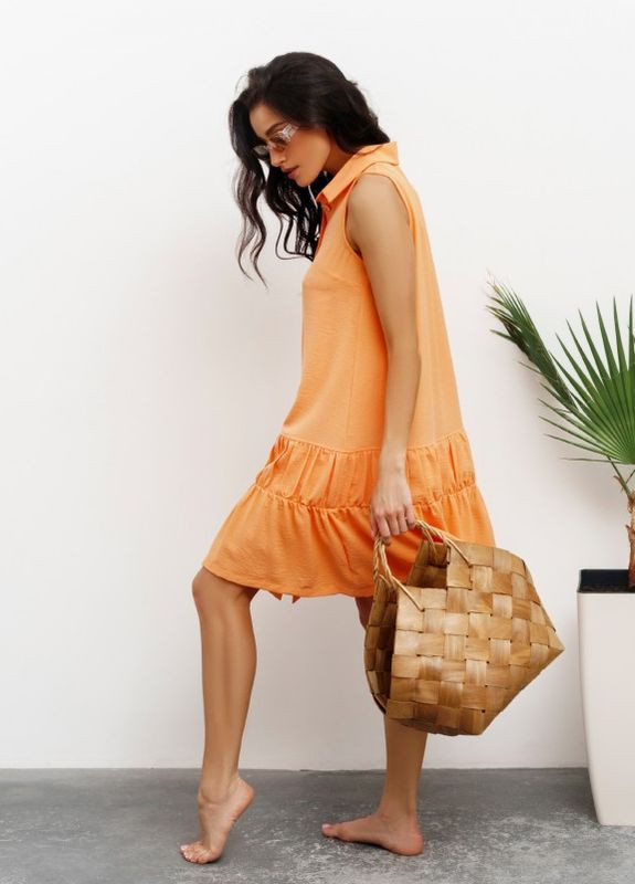 Помаранчева сукня-сорочка з воланами ISSA PLUS (266783616)