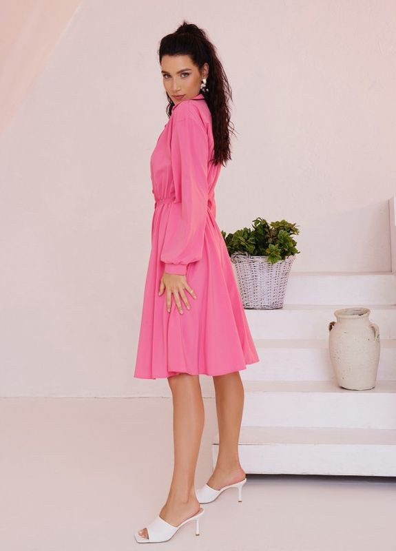 Розовое повседневный розовое приталенное платье-рубашка ISSA PLUS однотонное