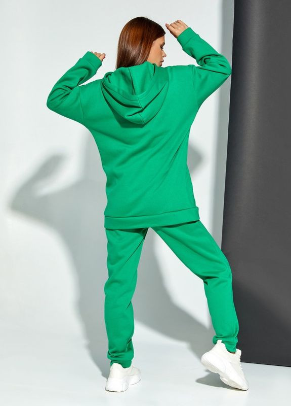 Зеленый утепленный флисом костюм с худи ISSA PLUS (266782802)