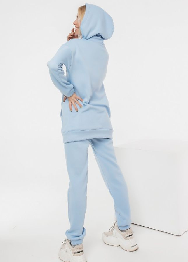 Голубой утепленный флисом костюм с худи ISSA PLUS (266781953)