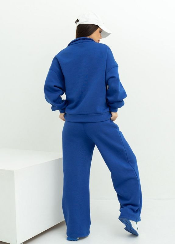 Синий свободный теплый костюм с карманом ISSA PLUS (266343961)