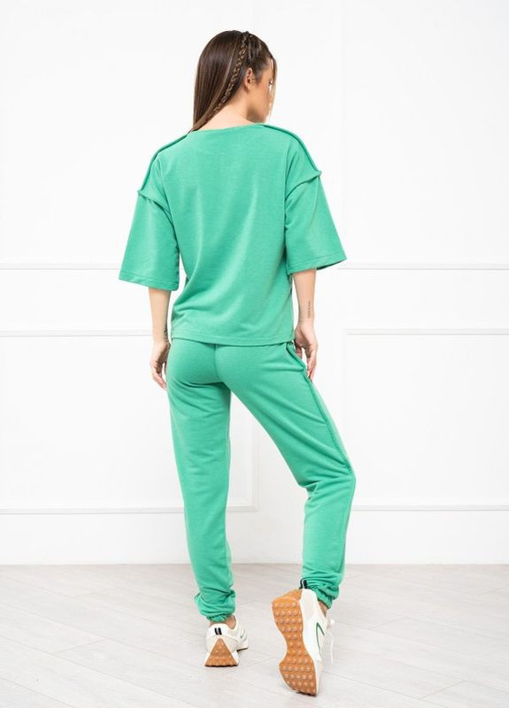 Трикотажный свободный костюм зеленого цвета ISSA PLUS (266783290)