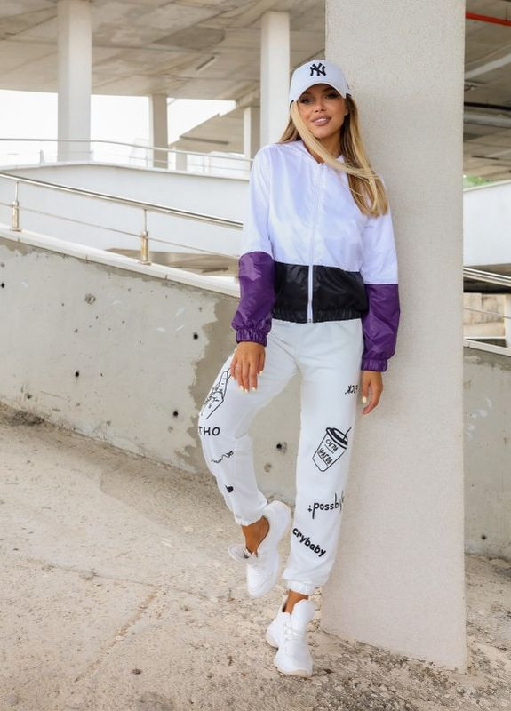 Світло-фіолетова демісезонна куртка sa-123 біло-фіолетова ISSA PLUS