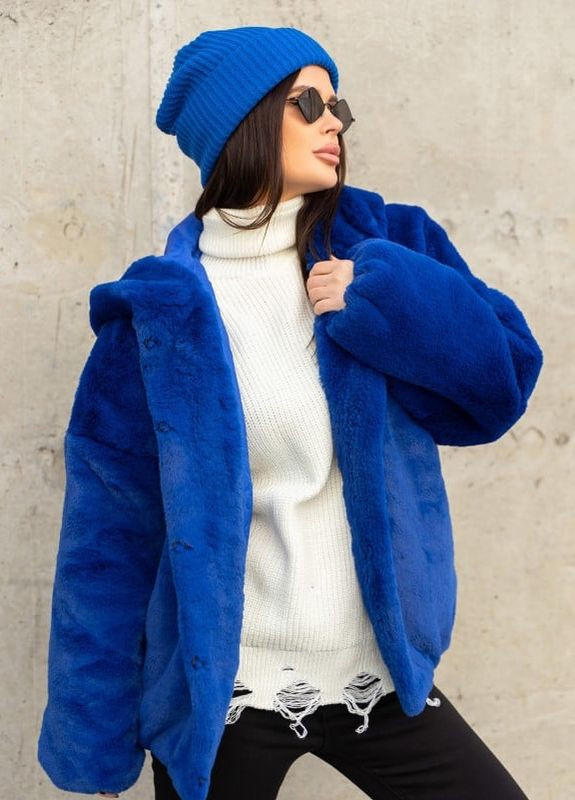 Синя зимня синя куртка зі штучного хутра з капюшоном ISSA PLUS