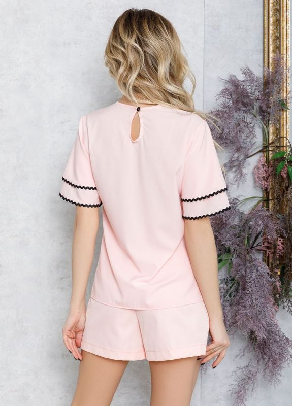 Розовая летняя розовая блуза с воланами ISSA PLUS